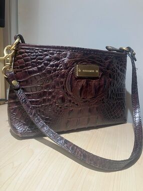 Brahmin Brown Croc Print Leather Bag